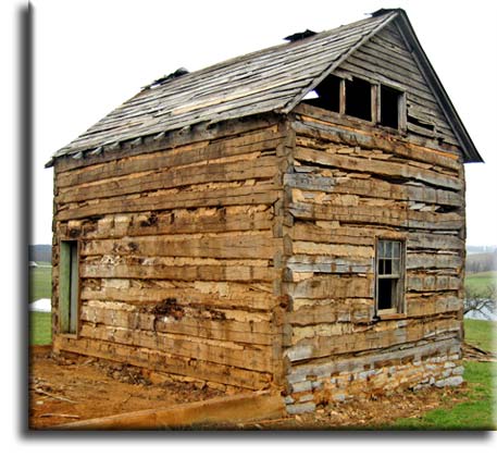 Hand hewn log cabin