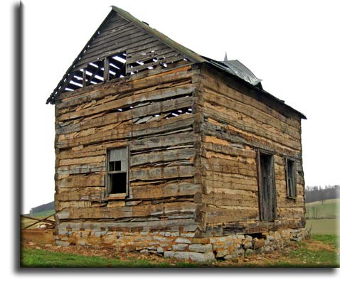 Hand hewn log cabin