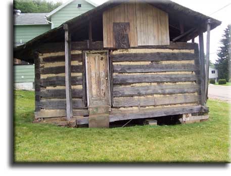 hand hewn log cabin