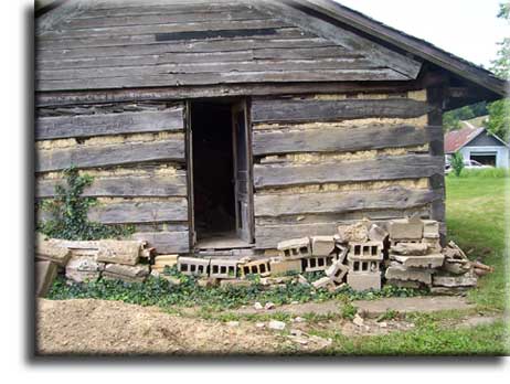 Oak hand hewn log cabin