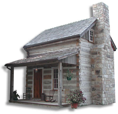 Hand hewn log cabin