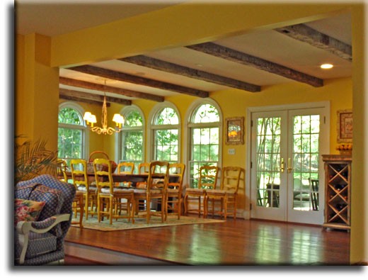 Ceiling beams living room