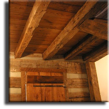 Hand hewn beams ceiling