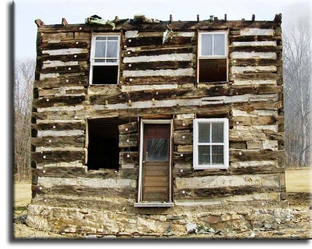 hand hewn log cabin
