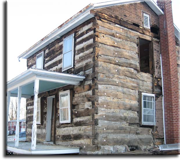 hand hewn log cabin