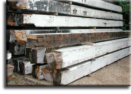 Reclaimed heart pine beams