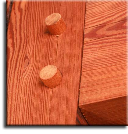 Heart pine timbers pegged