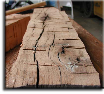 Newly hand hewn barn beams