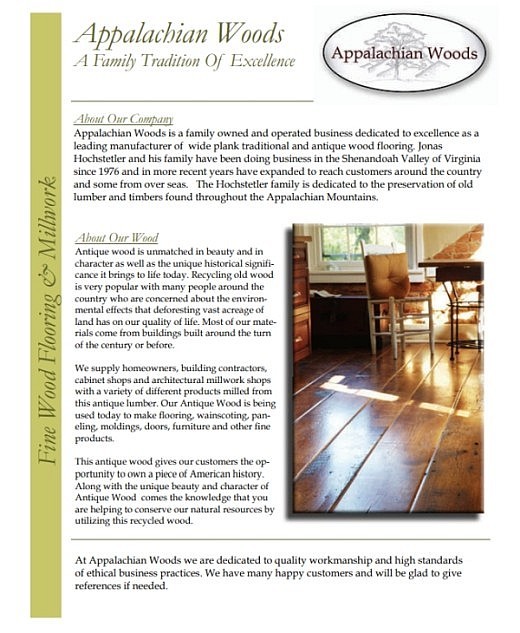 Appalachian Woods brochure
