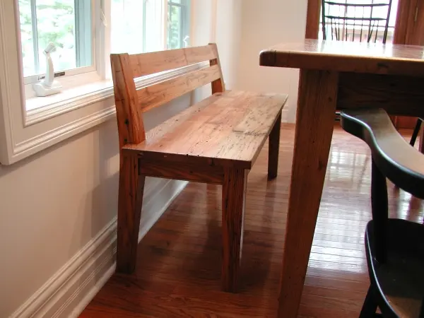 reclaimed wood bench