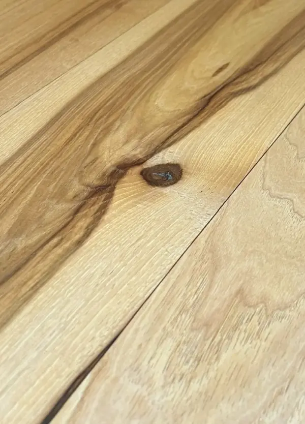 Wide plank hickory flooring