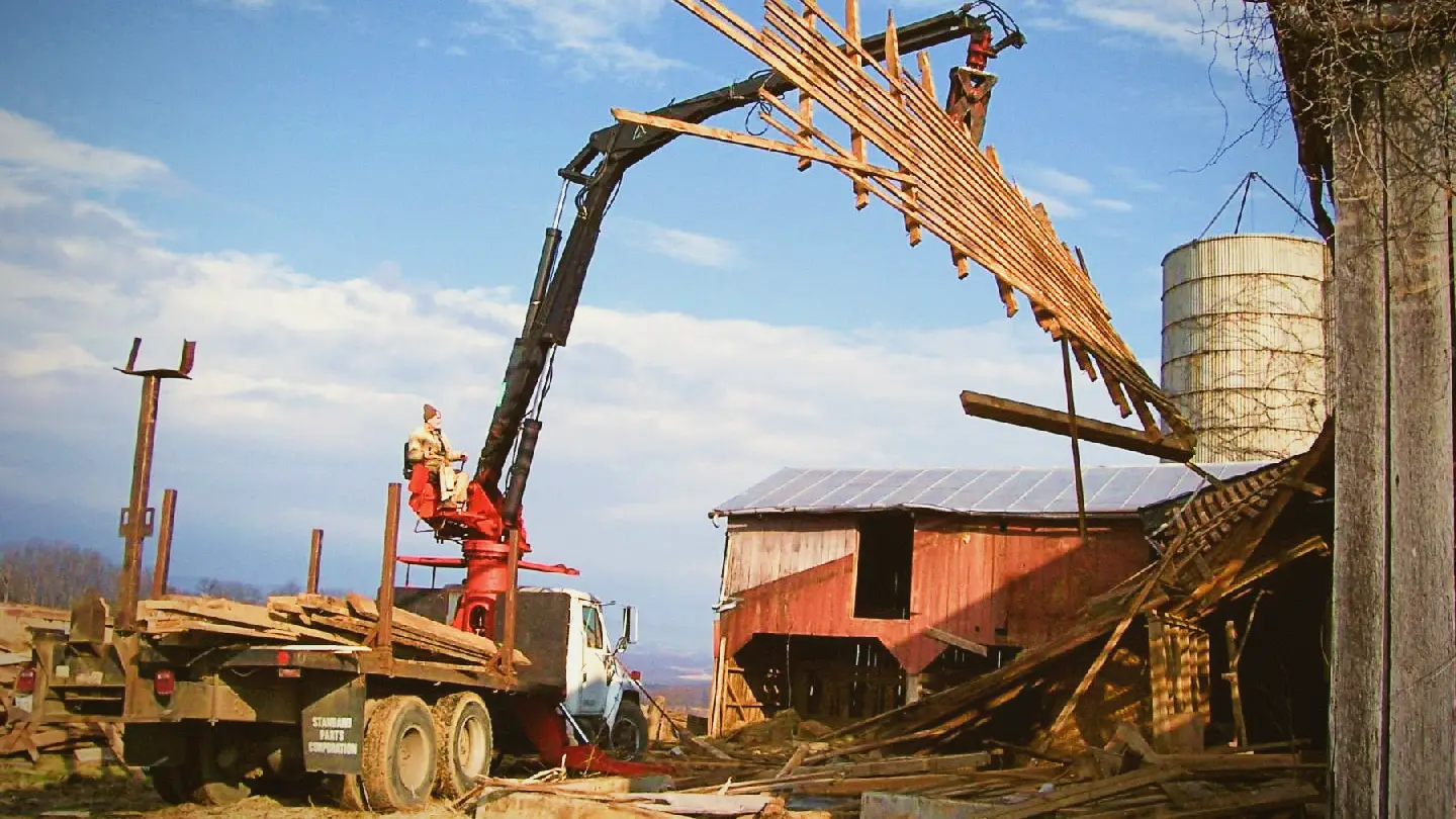Reclaiming lumber and timber from a barn in Raphine Virginia