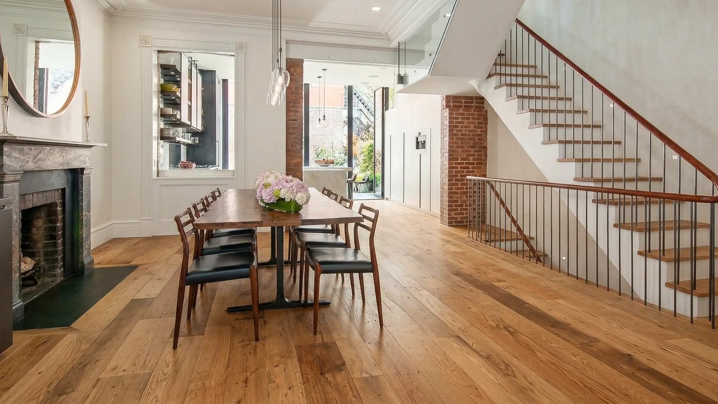 Antique American Chestnut flooring in New York City dinning room