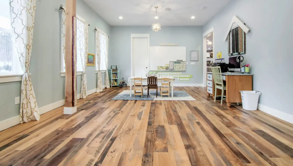 Reclaimed Mixed Hardwood flooring in an expansive home setting