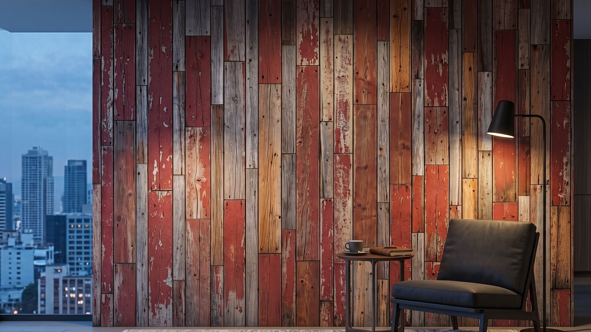 Thin red painted barn siding