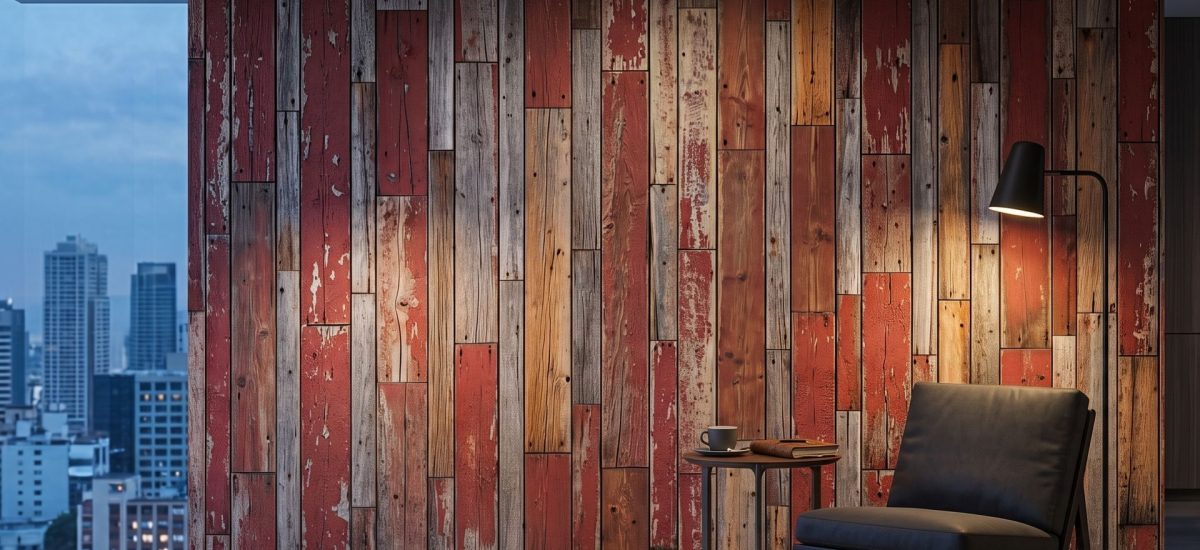 Thin red painted barn siding