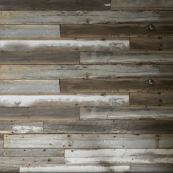 Faded white painted barn siding
